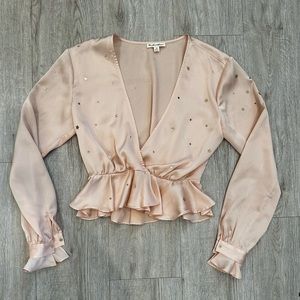 Like New For Love & Lemons Star Twinkle Blouse Pink Peach Coral XS Extra Small